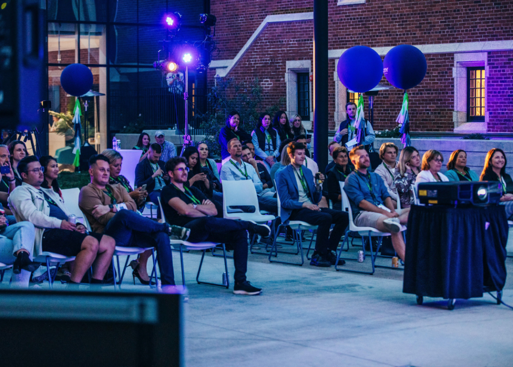 Startup Social Participants watching main stage speakers